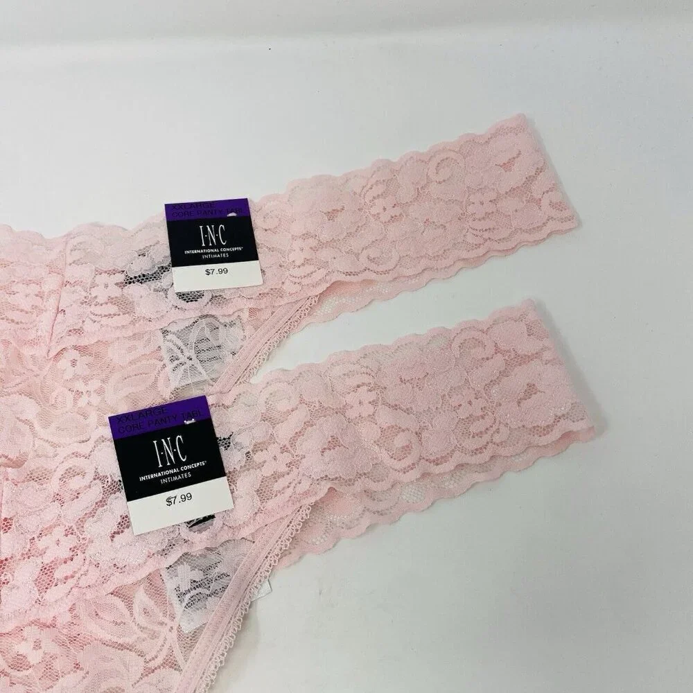 INC International Concepts Womens Lot of 2 XXL Lace Thong Underwear Panties 2359